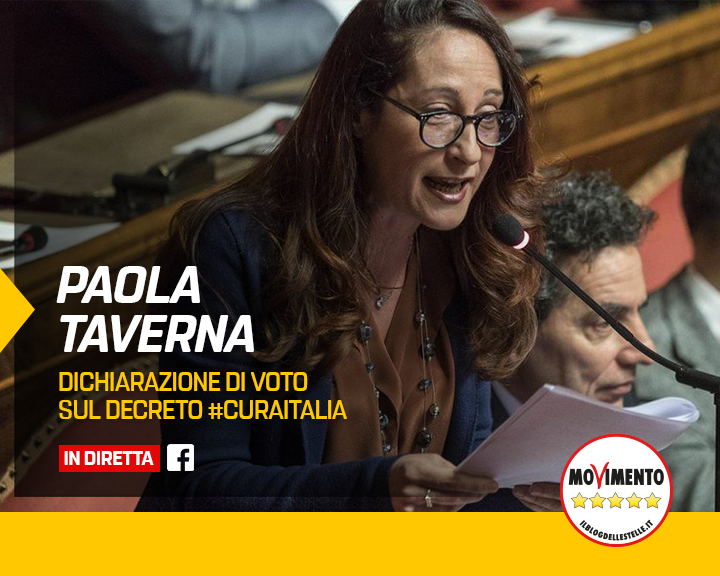 PaolaTavernaM5S's tweet photo. Ricominciamo. C’è un futuro che preme di essere accompagnato e che ci dice che certe strade rovinose non vanno più battute. La grandezza della sfida che ci attende non lascia tempo per aride polemiche.

La mia dichiarazione di voto sul decreto #CuraItalia 
https://t.co/Vn3GrJUq1b https://t.co/k82kzFtp9u