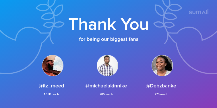 YoungprotegeLa's tweet photo. Our biggest fans this week: itz_meed, michaelakinnike, Debzbanke. Thank you! via https://t.co/q0ENDk4R3P https://t.co/KOALzBzC4y