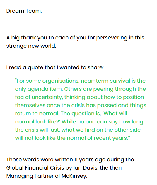 PiricalHQ's tweet photo. Our CEO Jason has been working for two great companies when two massive crises hit: 9/11 &amp; the Global Financial Crisis of 2008. 

Here's what he wrote to the team yesterday - lessons from  those two experiences that will serve any company in this crisis. 

https://t.co/wSDkLSe5YE https://t.co/Zipcksv0eS