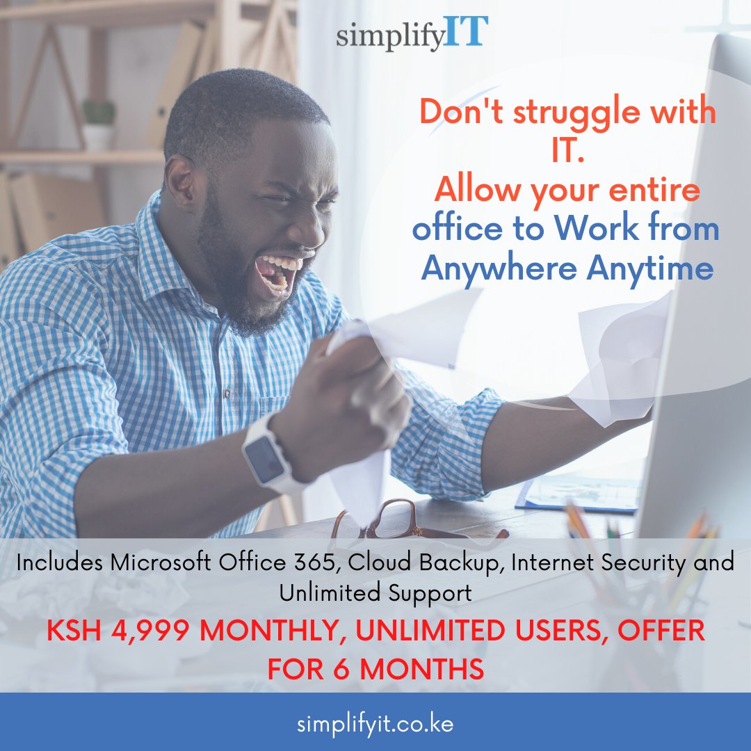 SimplifyITke's tweet photo. Struggling with IT. Not sure how to get your team to work? Worried about data security? Not sure how to communicate with your team and keep track of things? Worried about costs? We have just the solution for you. #simplifyyourit #doityourself https://t.co/UWi5cVFpIx