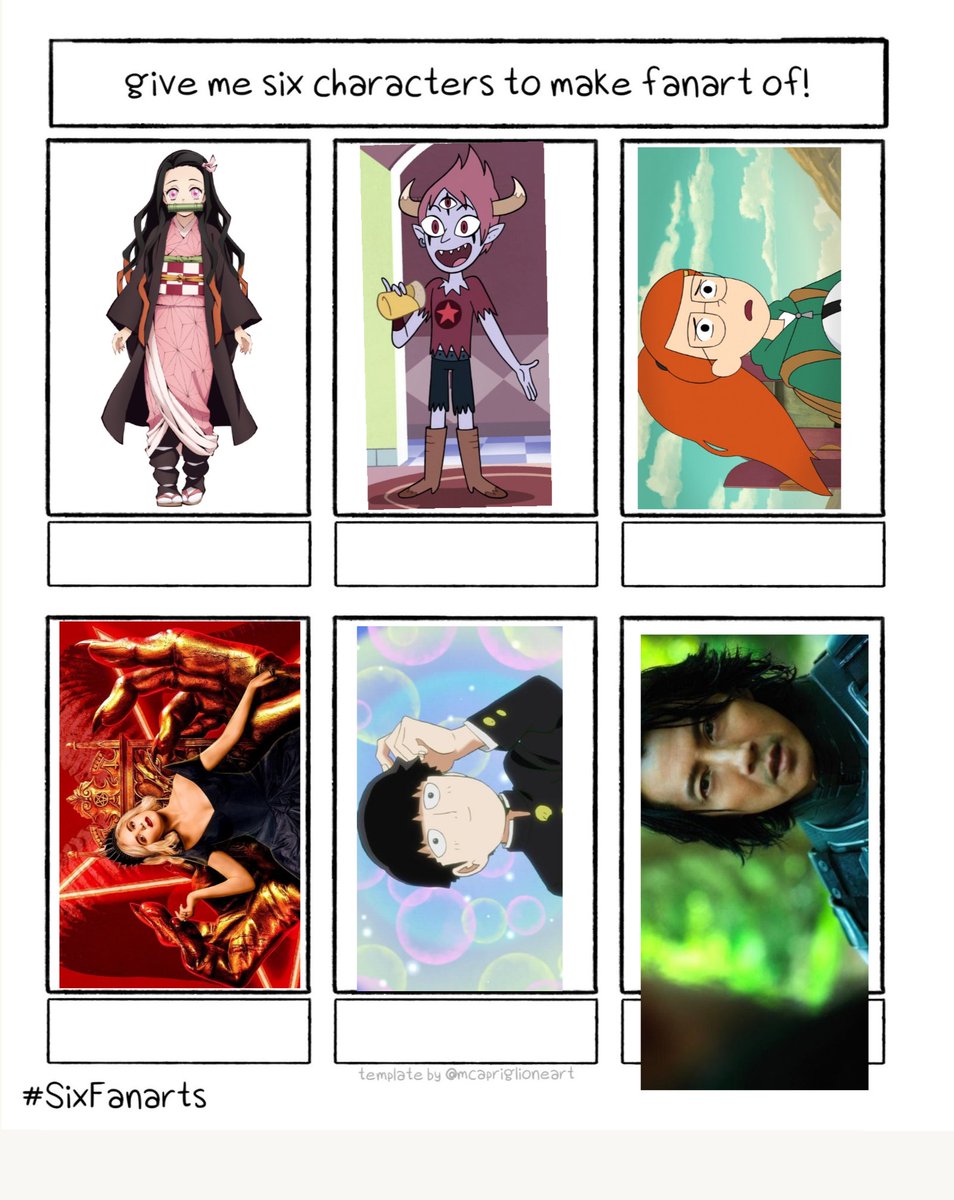 sai95's tweet photo. @NalleGuillenRdz Espero tomes alguna de estas opciones 🙈 lamento el acomodo, lo hice rápido en el celular

1.- Nezuko / Kimetsu no Yaiba
2.-Tomas Lucitor / Star butterfly
3.- Tulip / infinity train
4.- Sabrina / chilling adventures Sabrina
5.- Mob / mob psycho
6.- Kovacks / altered carbon https://t.co/ZirmXVJgVZ