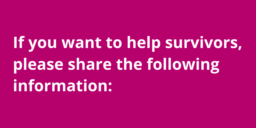 You may have seen viral messages about how to help survivors of domestic abuse during Covid-19 using code words. We know that lots of people want to help survivors and many are suggesting to do that through code words If you want to help survivors, please share this info (1/4)
