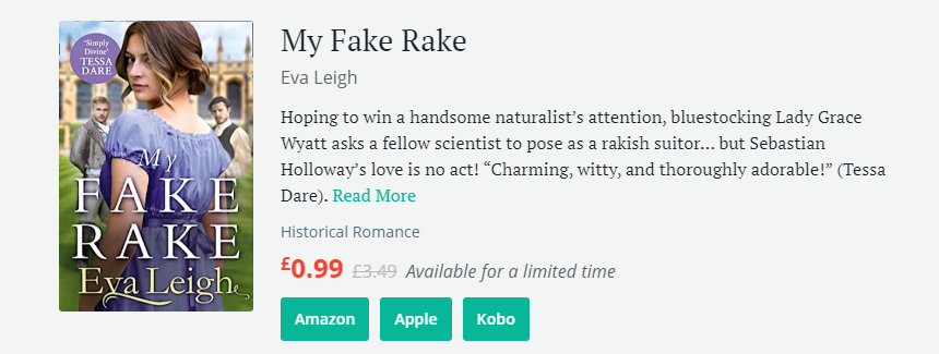 We're thrilled that the wonderful <a href="/EvaLeighAuthor/">Eva Leigh</a>'s hilarious new Regency romance My Fake Rake is featured in <a href="/BookBub/">BookBub</a>'s latest eBook deals! 🎉😊

Buy this fab book now for just 99p! amzn.to/2RjoFkH 💖 #ebook #historicalromance