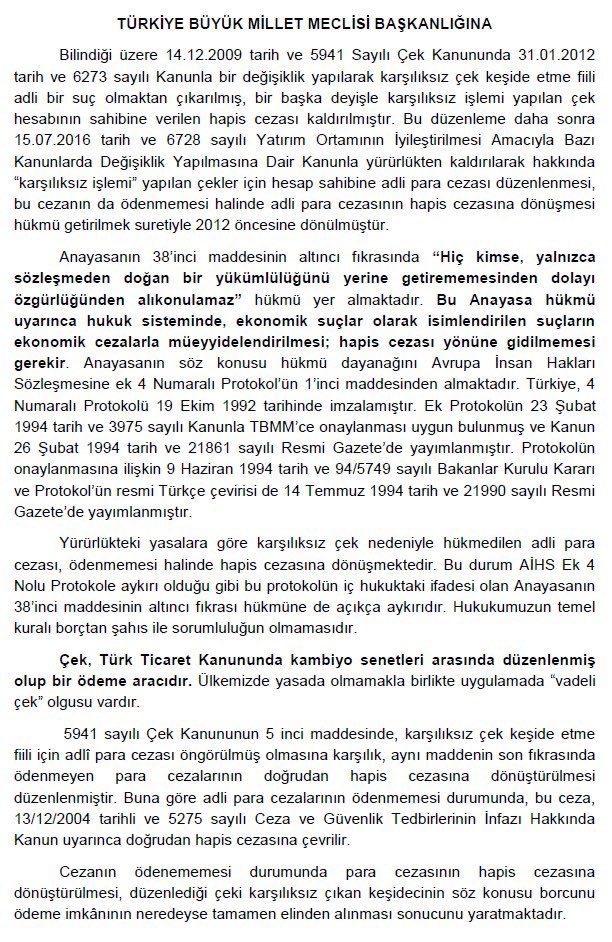 Akif_Hamzacebi's tweet photo. Hukukun temel kuralıdır: “Borçtan şahıs ile sorumluluk yoktur”. Hiç kimse borcunu ödemedi diye hapisle cezalandırılamaz. Hırsızlar, dolandırıcılar affediliyor ama çeki karşılıksız çıkanların hapis cezası kaldırılmıyor. 
Araştırma Önergem: https://t.co/5X7e4erfJL https://t.co/G8UTmaa5Cz