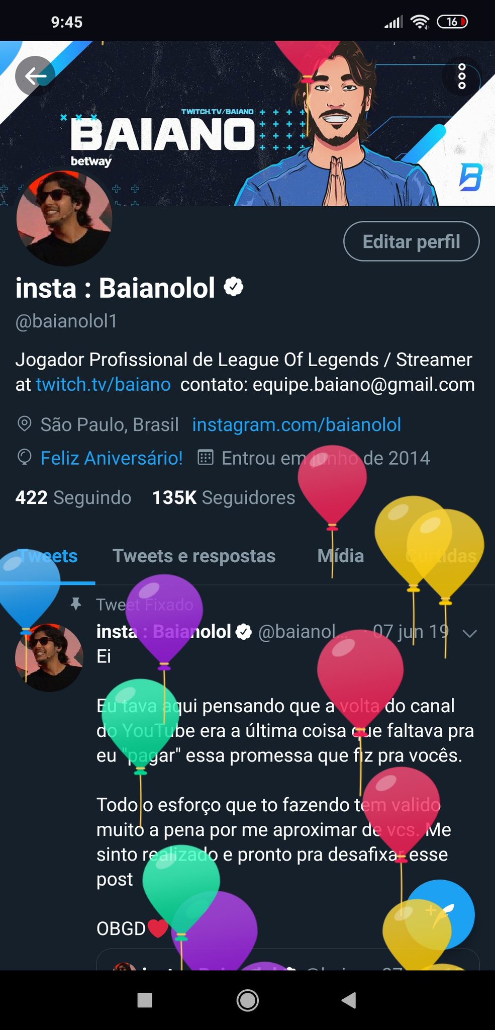 Baiano on X: BOM DIAAAAAA 🌞 FELIZ ANIVERSARIO PRA EUU 🥳🔥 Daqui