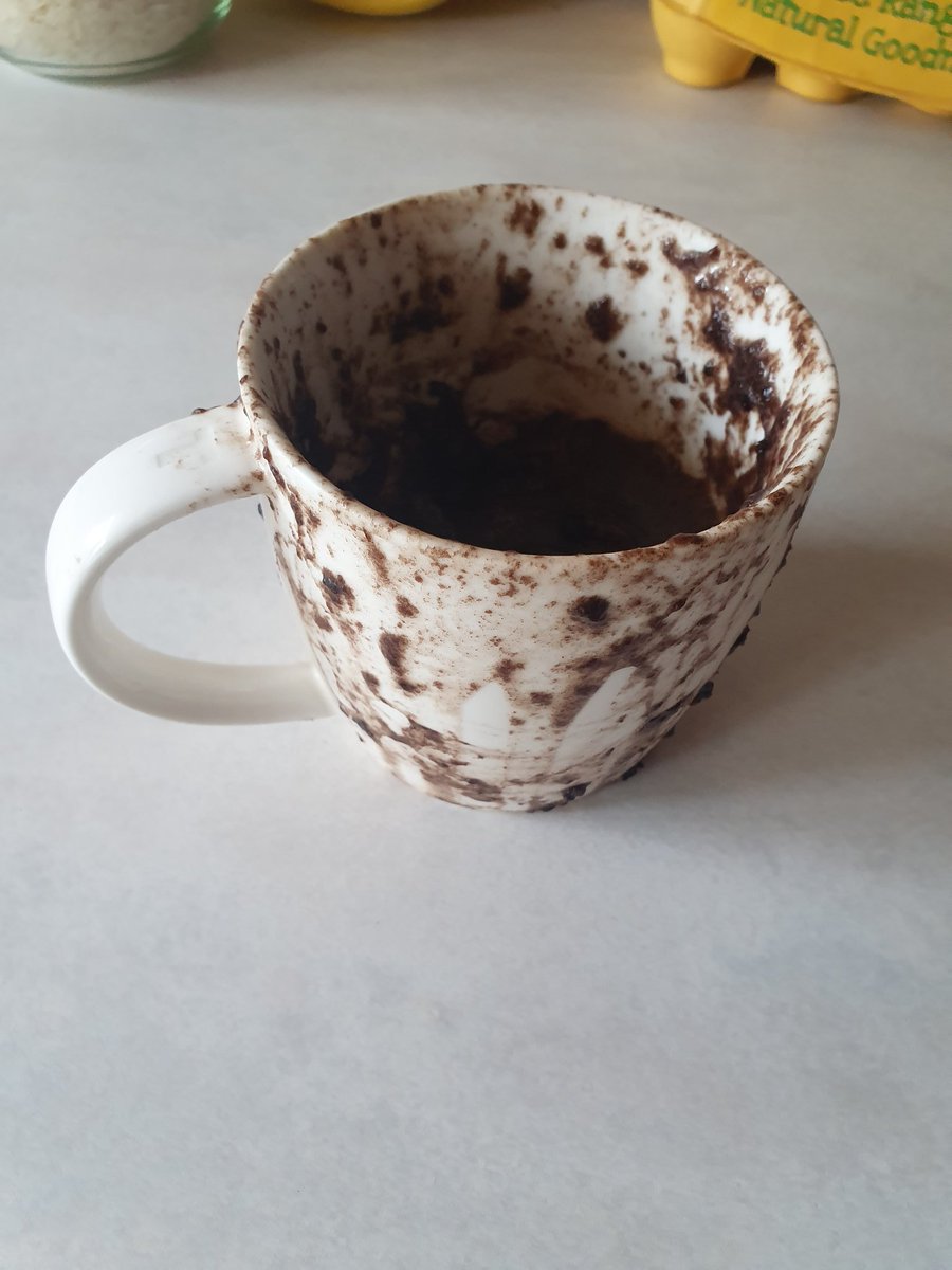 WeelsFenton's tweet photo. Attempted the Oreo mug cake...it tastes better than it looks. Big microwave clean up job 😂 https://t.co/FBM5mtc7Nt