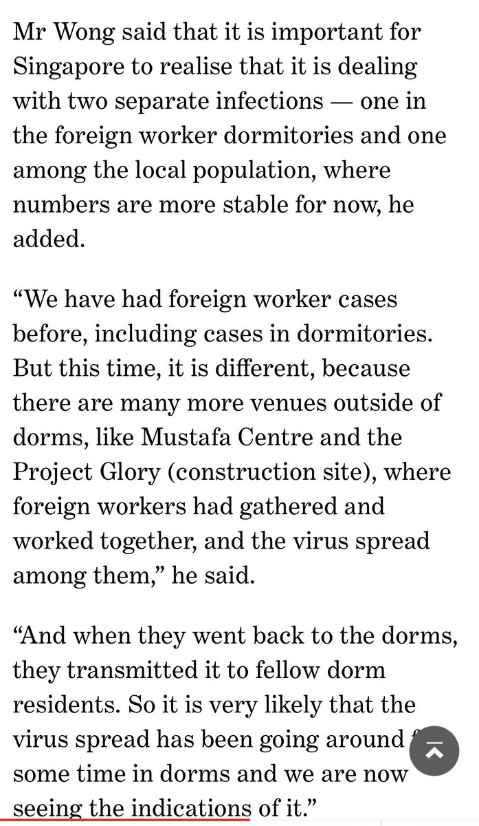 I’m disturbed by this framing of “two separate infections”: there’s only one  #COVID19, and it spread among workers ‘cos of the crowded conditions they live in. I worry this framing will further stigmatise workers as carriers and spreaders of the virus.  https://www.todayonline.com/singapore/covid-19-record-287-new-cases-spore-219-infections-linked-dorms-foreign-workers-who-had-visited?cid=telegram_tg-single_social-free_26012019_today