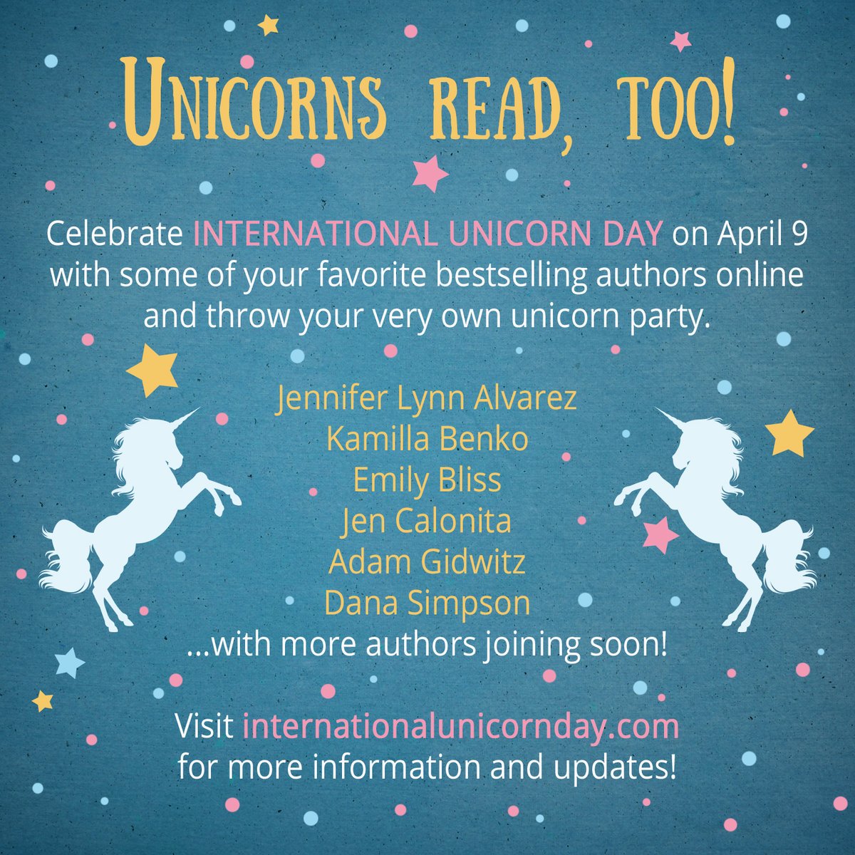 HarperChildrens's tweet photo. Happy International Unicorn Day! 

Join in on the Unicorn Day celebrations by throwing a unicorn party, tuning into a live reading, or picking up a unicorn book! https://t.co/0ZZzWypN4g https://t.co/scnOe5X2so