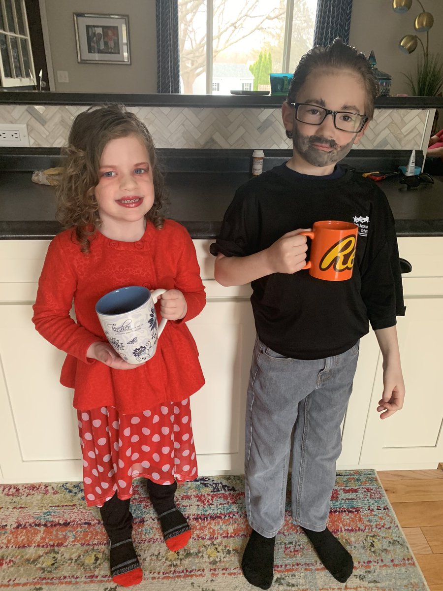 My 2 co-workers (who wanted to dress like their mom and dad btw)are great and all but insessantly want snacks,break out in random dances &amp; may or may not complain about their new teacher pretty regularly. 😂 👩‍🏫 ☕️