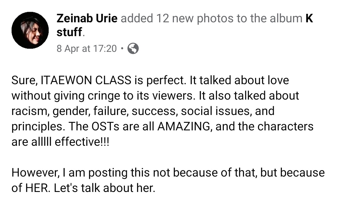 This is why I was so disappointed on how  #ItaewonClass ended that way. Since I am rooting for Soo Ah and Saeroyi all the way. I saw a post on fb talking about Soo Ah. I felt the sentiments when I read them earlier. I'm for  #TeamSooAh  #KwonNara  #OhSooAh  #repost