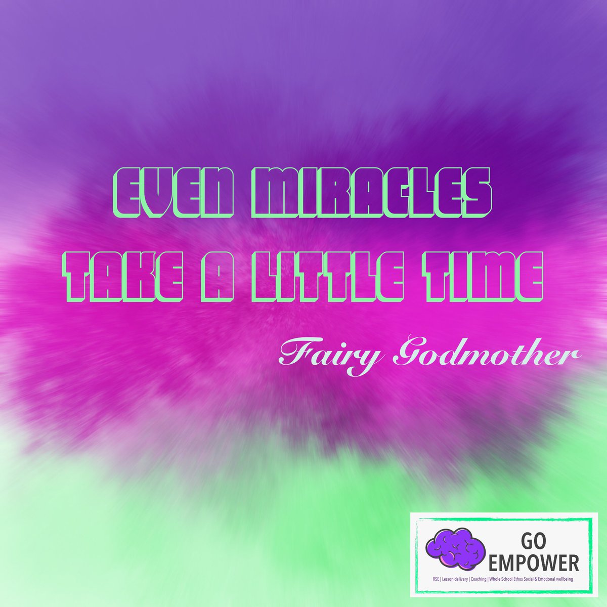 Mel_Standbrook's tweet photo. Need a little @Disney this morning... “Even Miracles Take a Little Time” We’ll get there, it will just take time...
#FairyGodmother #Miracles #Disney #GoEmpower #YouCanDoIt 💗💗 https://t.co/RhEOB2oaLR