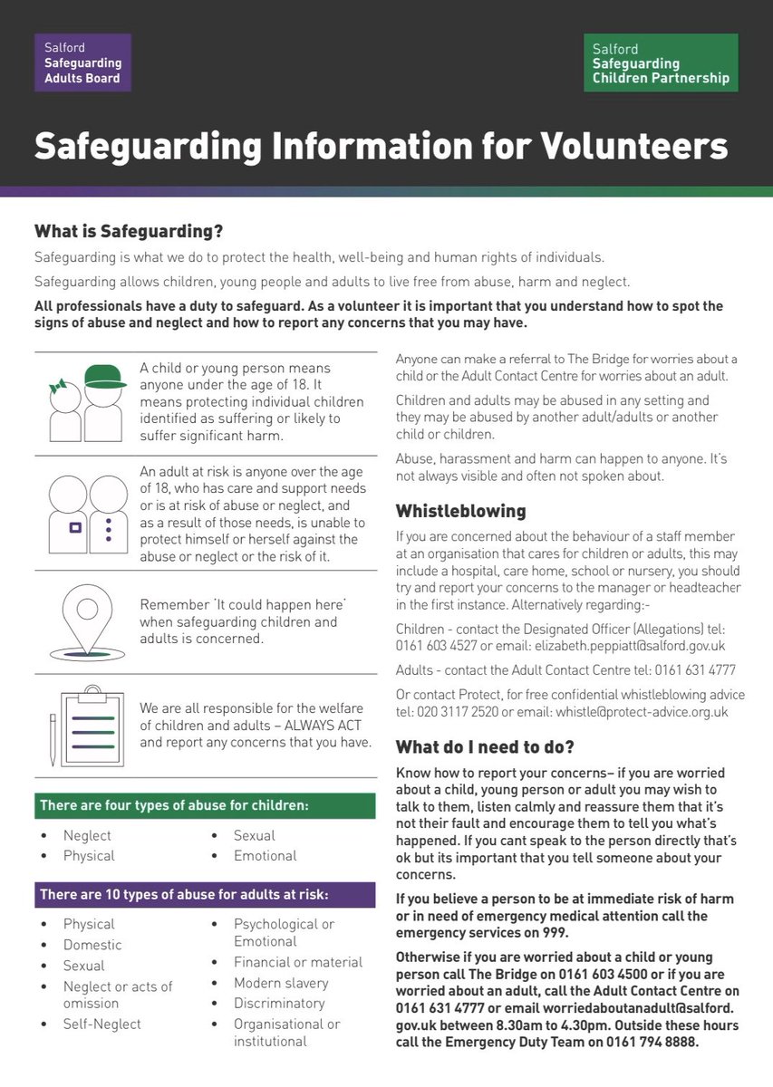 salfordscp's tweet photo. Check out &amp; share resources we’ve developed on safeguarding children &amp; adults during #Covid19 including a volunteer fact sheet, a short clip https://t.co/PIPuDwwwwN &amp; info sheet #SeeSayDo. More info on https://t.co/L2ty0FTHlB @SalfordCouncil @SalfordCVS @SalfordCCG @GMPSalford https://t.co/19nTD25VjR