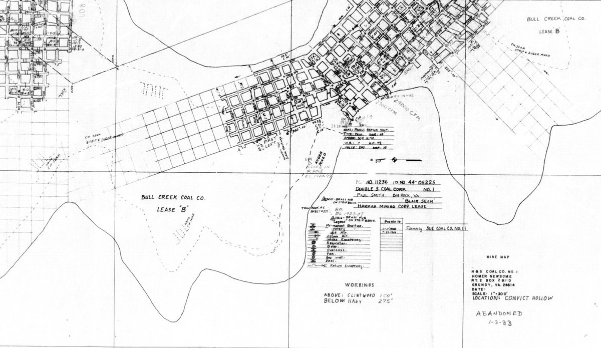 minemaps's tweet photo. The mission of @OSMRE's National Mine Map Repository is to maintain an #archive of all closed or abandoned mines from the U.S. This #MineMap shows a #coal mine from Buchanan County, VA from 1983 (Doc# 362912). Learn more about NMMR at https://t.co/EiSTxR24mK.  #50YearsofMapping https://t.co/dMHZEtWGlW