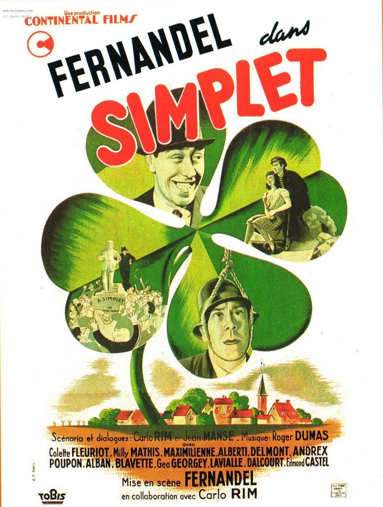 christophecouet's tweet image. #Simplet (1942) de et avec #Fernandel... jamais vu... grande « star » du cinéma français d’avant et après guerre... figure emblématique du cinéma comique français... valeur sûre du box-office... plusieurs de ses films sont devenus des classiques... pour ces raisons, j’achète.