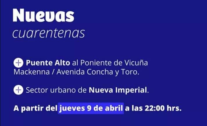 Les recordamos que este jueves comienza #cuarentena parcial en Puente Alto.
⠀
Si su #panadería está en esa zona, puede funcionar. Sus trabajadores pueden ingresar con permisos especiales, con copia de sus contratos o un certificado que le emita su empresa. 

*Se abre hilo*.