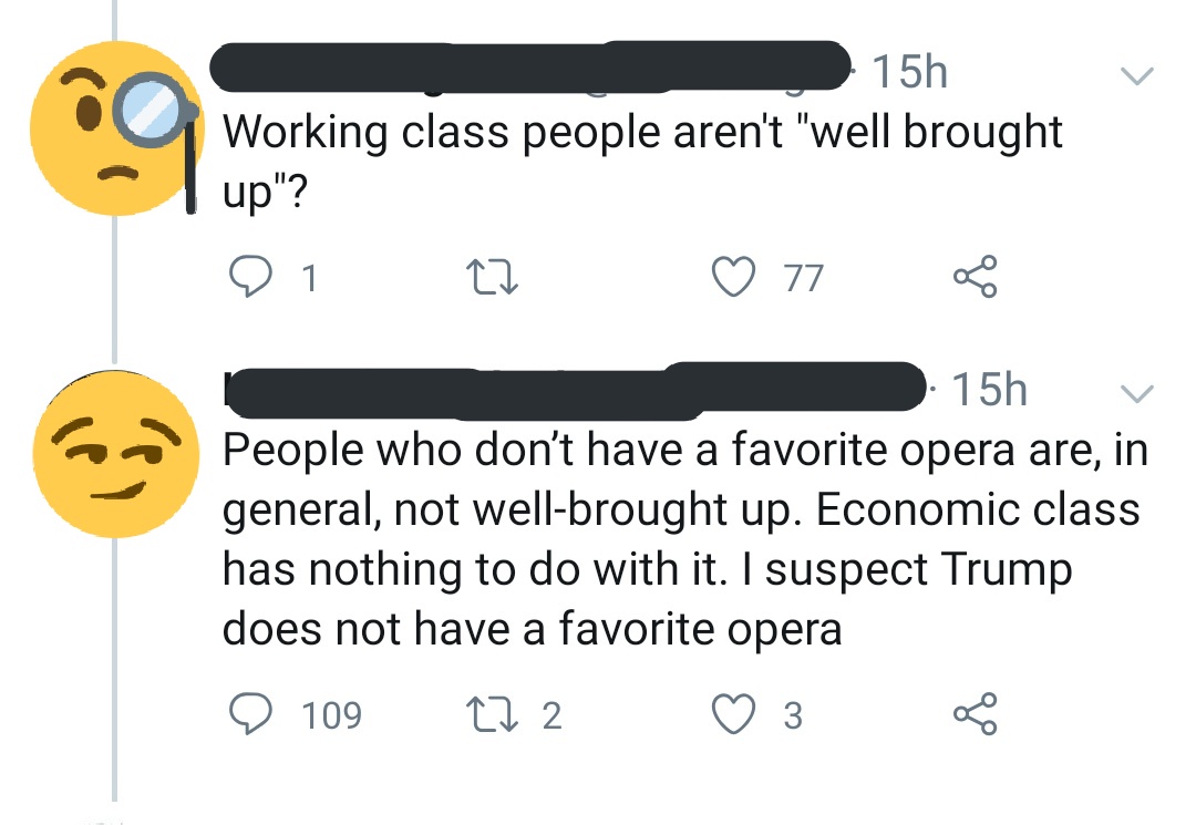 People who don’t have a favorite technical death metal album are, in general, not well-brought up. Economic class has nothing to do with it. I suspect Trump does not have a favorite technical death metal album