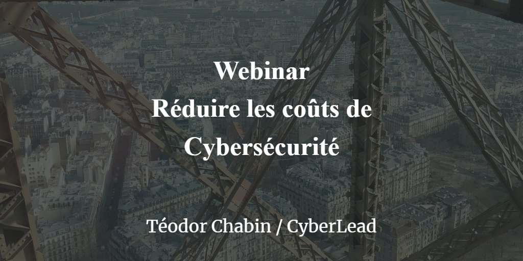 J'organise un #webinar sur comment réduire ses coûts en #cybersécurité mercredi prochain à 16h, inscriptions dans le lien
zoom.us/webinar/regist…