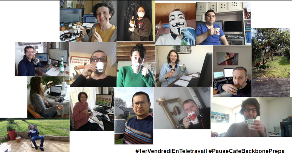 ClouetAlexia's tweet photo. Comment @les_VIFs gardent le contact pendant le confinement, en #télétravail ? 👩‍💻

📢Une communauté en ligne pour que chacun puisse partager son confinement
🥳 Apéros géants en visio
☕️ Café de 11h : en photo par une des équipes de dev

(Vivement les retrouvailles quand même🤗) https://t.co/vGRthF3HSx