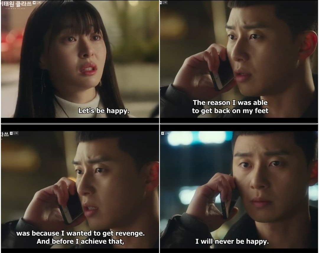 "It may sound selfish, but she came to this point where she was ready to take you as you are. And what did you do? You rejected her indirectly."  #ItaewonClass #TeamSooAh(This scene.. She was dumped. )