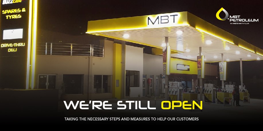 MbtPetroleum's tweet photo. MBT Petroleum stations remain open to serve throughout the lockdown. We assure all our customers and staff members that we are taking the necessary protocols and measure to ensure the safety and health of all. 
For more: https://t.co/OViJuM268q 
#MTBPetroleum #Staysafe #Lockdown https://t.co/mtJUnnkYu5