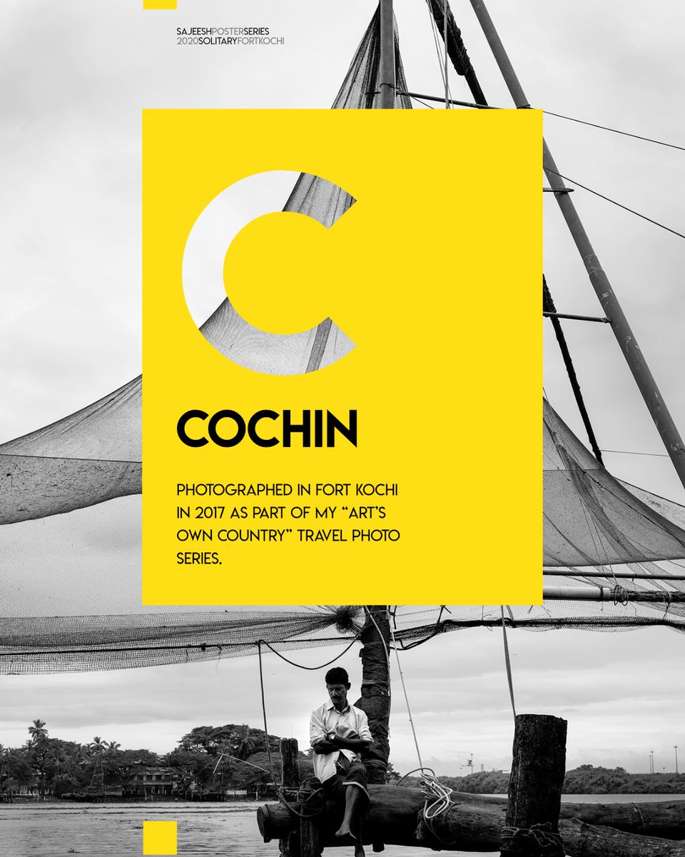  #posterdesign 9 A frame to show the heritage of Cochin. The Chinese fishing net, is a standing reminder of the historical and economical past of cochin..  #GraphicDesign  #affinity  #designthinking 10/n