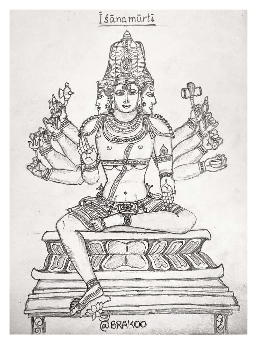 From today, I will be sketching each of five faces or aspects of Lord Śiva.Today, Īśānamūrtī.