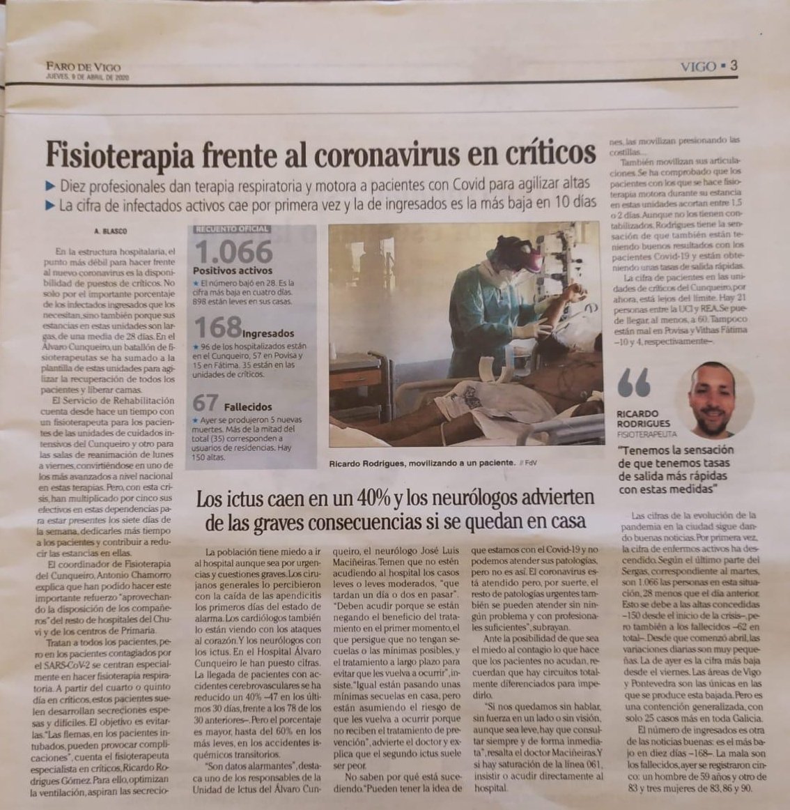 FISIOSEPAR's tweet photo. Fisioterapia frente al #COVID19 en críticos. 
¡Bravo Ricardo (@ricardorgomes)! https://t.co/kkjWYkzlcb