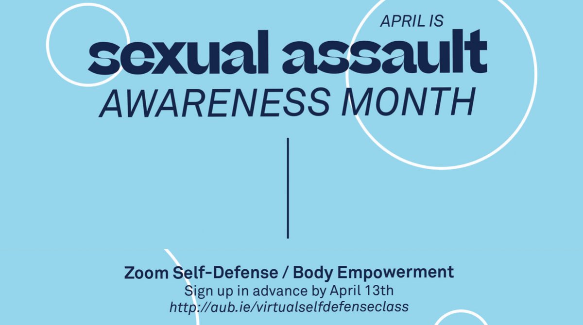 AuburnSafety's tweet photo. April is Sexual Assault Awareness Month.  Instead of canceling our events, we are holding those virtually.  Our next scheduled event is Zoom self-defense/body empowerment Monday, April 13 @ 6:30 pm.  RSVP at https://t.co/KDgl3miJbW. https://t.co/osYpYF3GPM