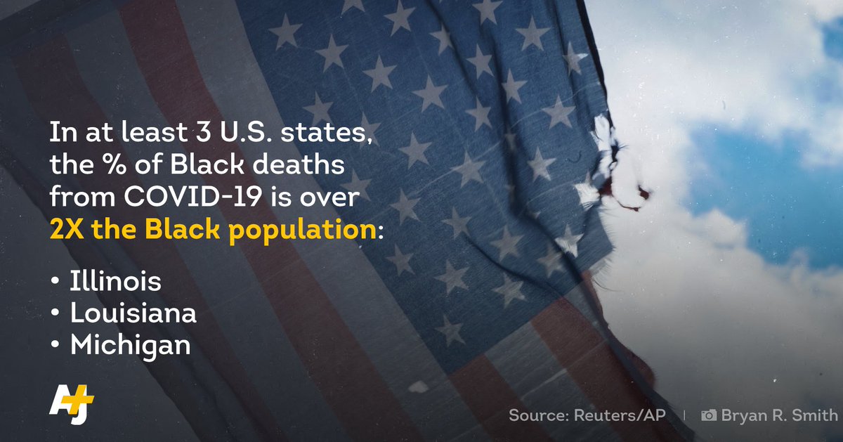 ajplus's tweet photo. Black Americans are dying from #COVID19 at disproportionate rates. That stems from historic inequality — hundreds of U.S. cities, and health systems, remain effectively segregated.

In DC, where Black + white populations are about equal, Black deaths outnumber white deaths by 2X. https://t.co/j86vzCNHaO