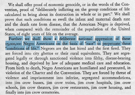 The CRC in We Charge Genocide was saying something different: they were saying vigilante+state violence (screenshot 1) and economic violence (screenshot 2) was *necessarily and always* linked to imperialist expansion (screenshots 3 & 4), here referred to as "exporting" genocide.