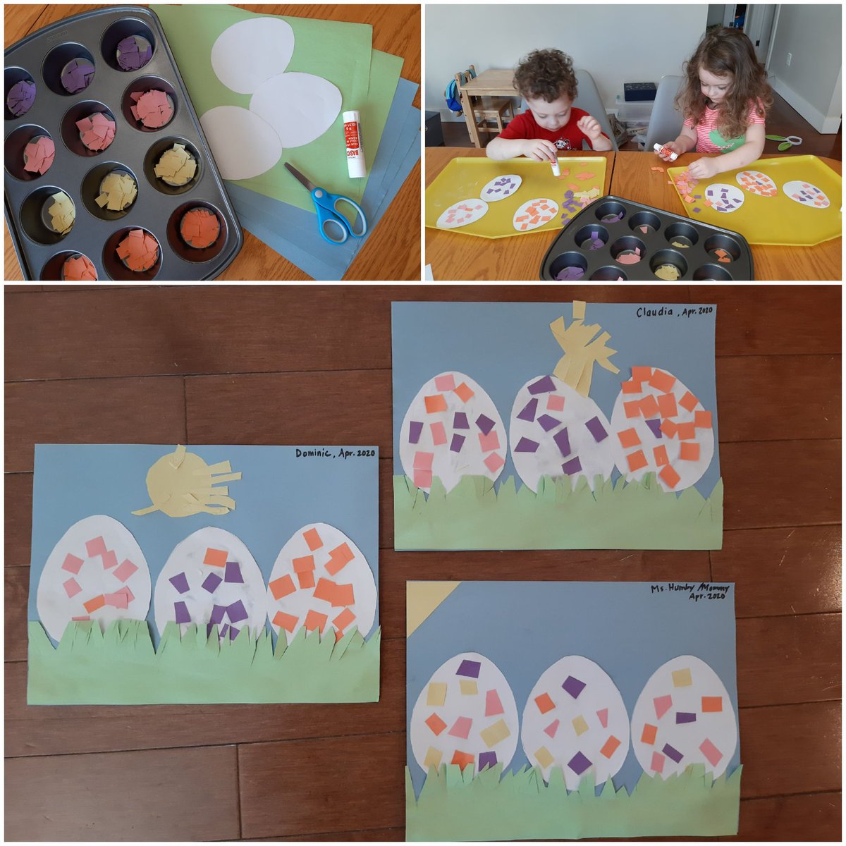 MsKHumby's tweet photo. Well today we decided to do an Easter craft, here in the Humby household! The threenagers decided their picture definitely needed a sun🌞, and I couldn't agree more!🐰#tigerstrong #VirtualSpiritWeek @StMattsTigers @NLESDCA https://t.co/2ueJFh7cnq
