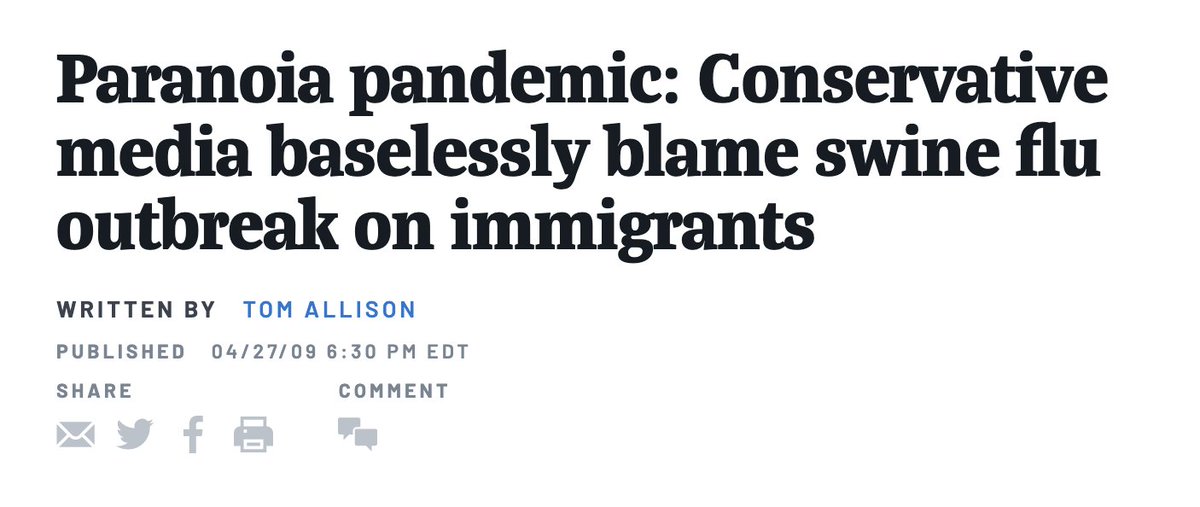 Memory refresh #02In the middle of the crisis, once again, the target is found: Mexico & Mexicans. https://www.mediamatters.org/glenn-beck/paranoia-pandemic-conservative-media-baselessly-blame-swine-flu-outbreak-immigrants