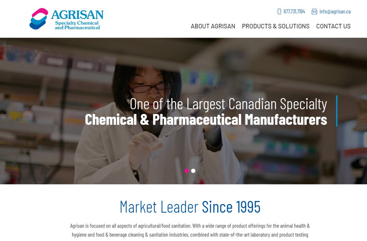 RKDWebStudios's tweet image. It&apos;s launch day for Agrisan Inc.! This local manufacturer of specialty chemical &amp;amp; pharmaceuticals has tirelessly been producing hand sanitizer over the last few weeks. Show them your support by checking out their new site agrisan.ca! #rkdclient #newsite #webdesign