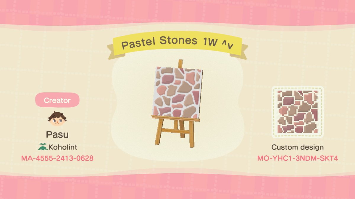 25. People also requested singld wide and diagonal pieces for the pastel stones, so here they are! Here's the codes for single wide...  #ACNH    #ACNHDesign  #acnhpattern  #ACNHdesigns  #AnimalCrossing  