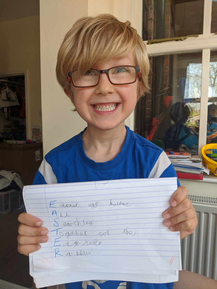 petitejac's tweet photo. Barney really loved doing the poem task today with Mr Bates @theshedschool . He was so proud of himself!
Easter egg hunts;
All
Searching
Together for the
Easter
Rabbit!
 😍 #shedschool #ks1 #poemsarecool #stayhome #staysafe #homeschooling https://t.co/0na5xWtfXq