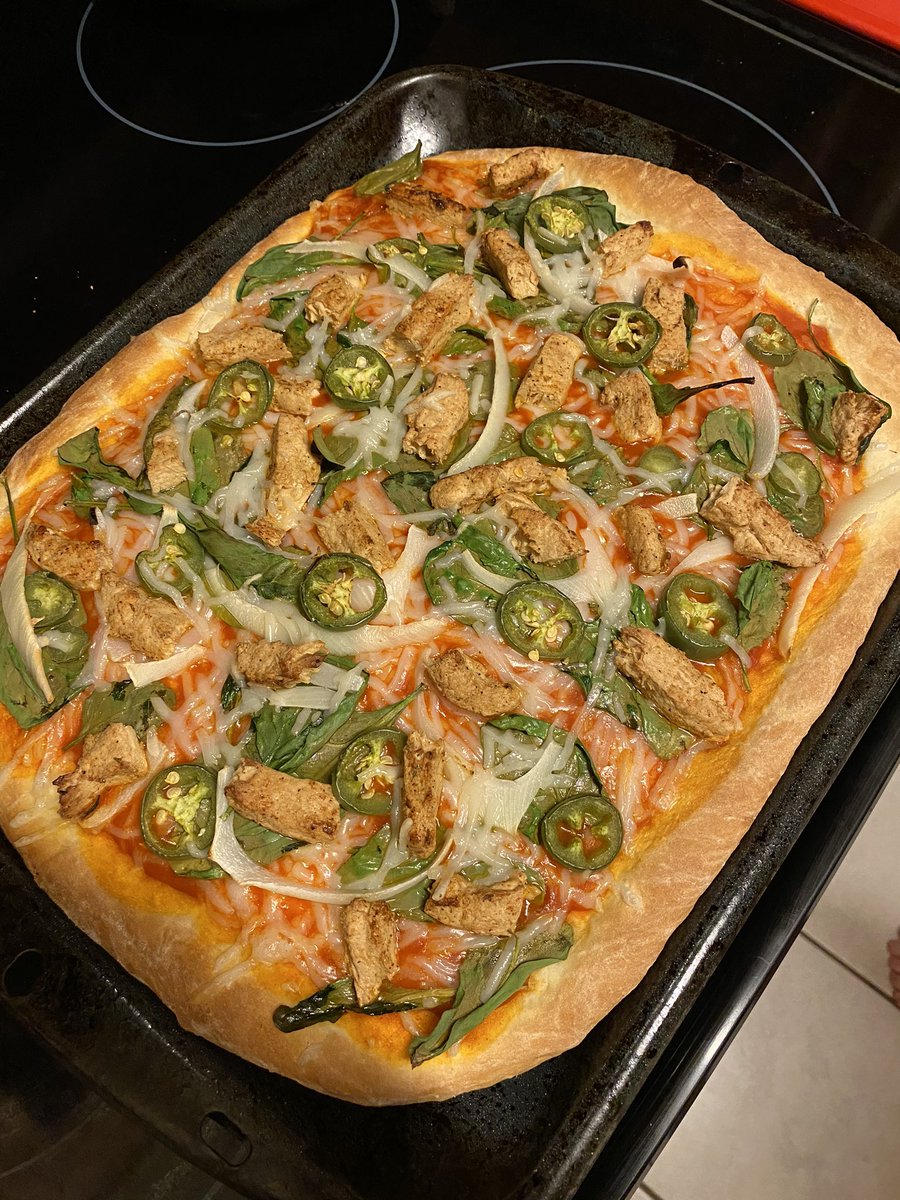 Buffalo Chickn Pizza for dinner last night I’m never buying store bought dough again making it is so easy and so much better