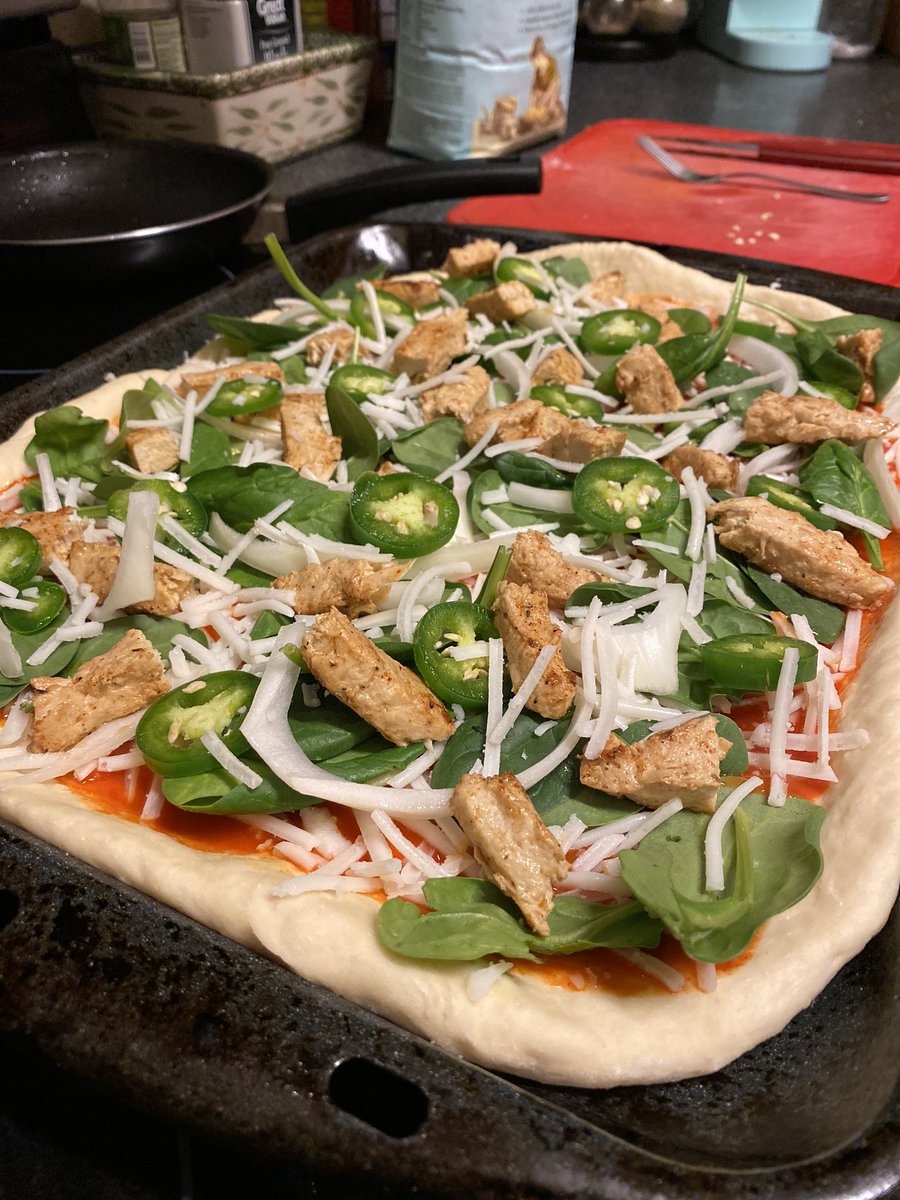 Buffalo Chickn Pizza for dinner last night I’m never buying store bought dough again making it is so easy and so much better