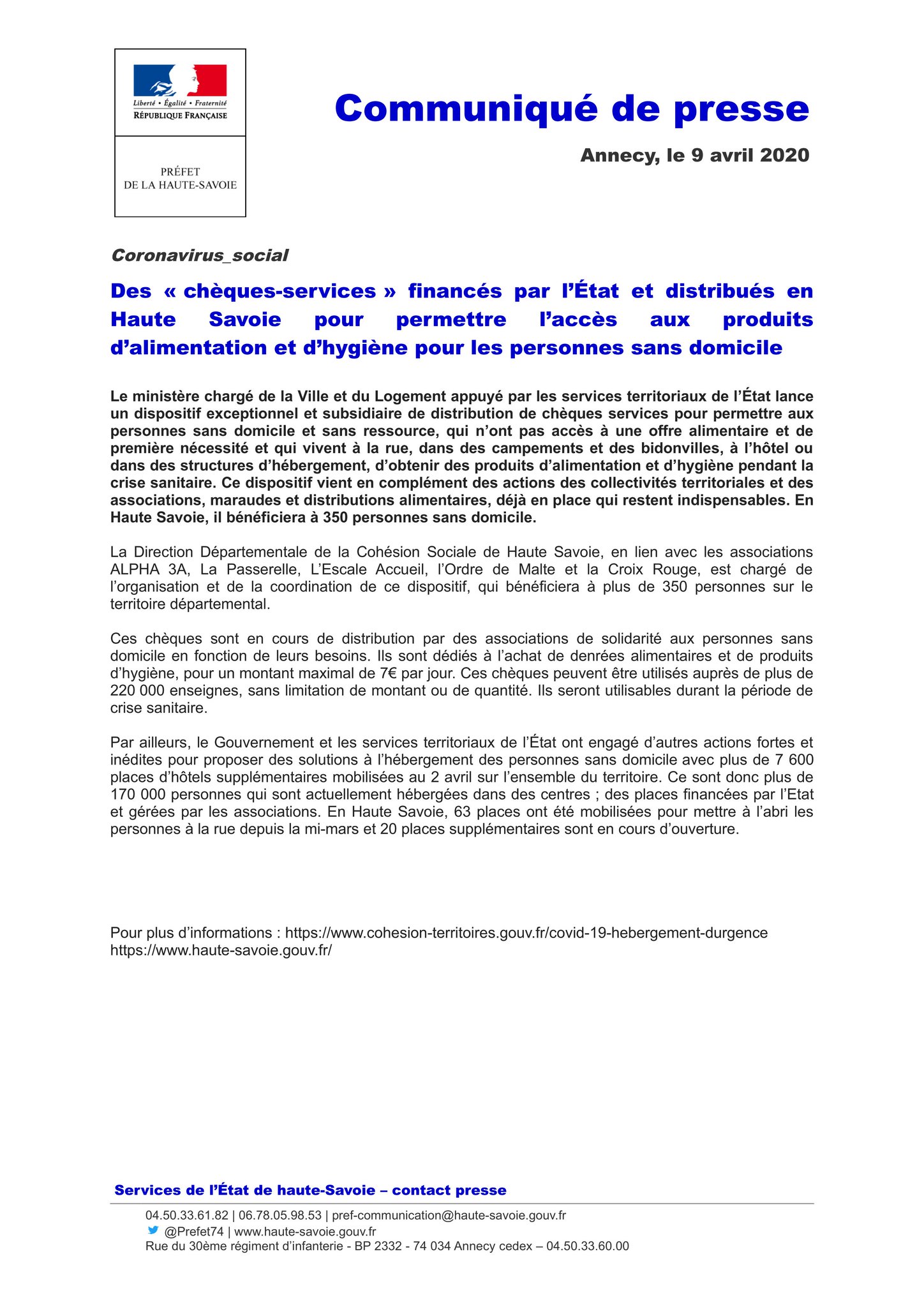 Préfet de la Haute-Savoie on Twitter: "#Coronavirus Des « chèques Préfet de la Haute-Savoie on Twitter: "#Coronavirus Des « chèques