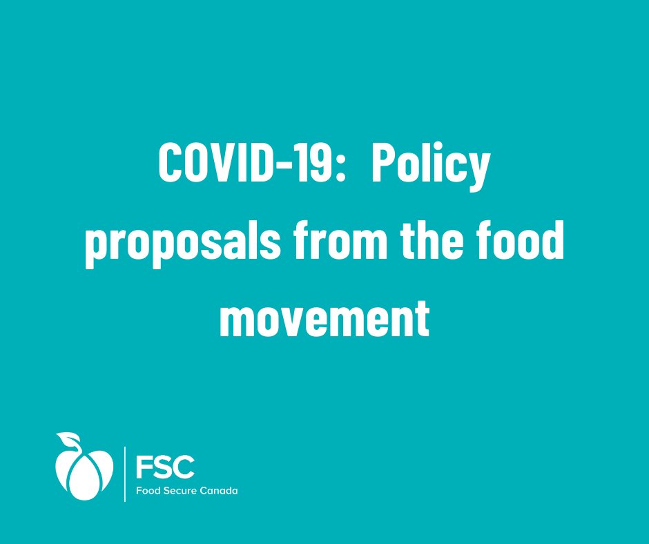We've put together a list of policy proposals coming out of the COVID-19 crisis to improve our food system. Check them out here. 
foodsecurecanada.org/covid-policy-s…