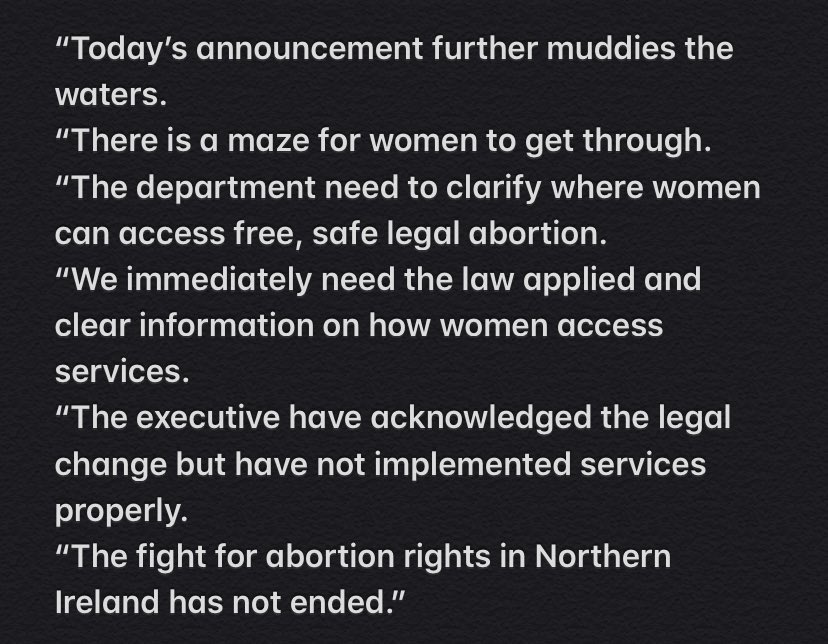  NEW “The fight for abortion rights in Northern Ireland has not ended.”  @GreenPartyNI  @ClareBaileyGPNI