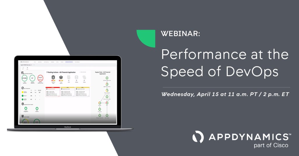 AppDynamics's tweet photo. Today, application and infrastructure teams have to collaborate at DevOps speed. To do that, they need a single source of truth. Join us on 4/15 to learn more! ⏩ https://t.co/pVG9JAXT7u #applicationaware https://t.co/mTTaTcdvnz
