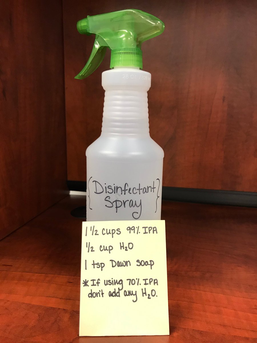 Q- What do you do when it is difficult to obtain disinfectant solutions?
A- Have your Chemists make it.