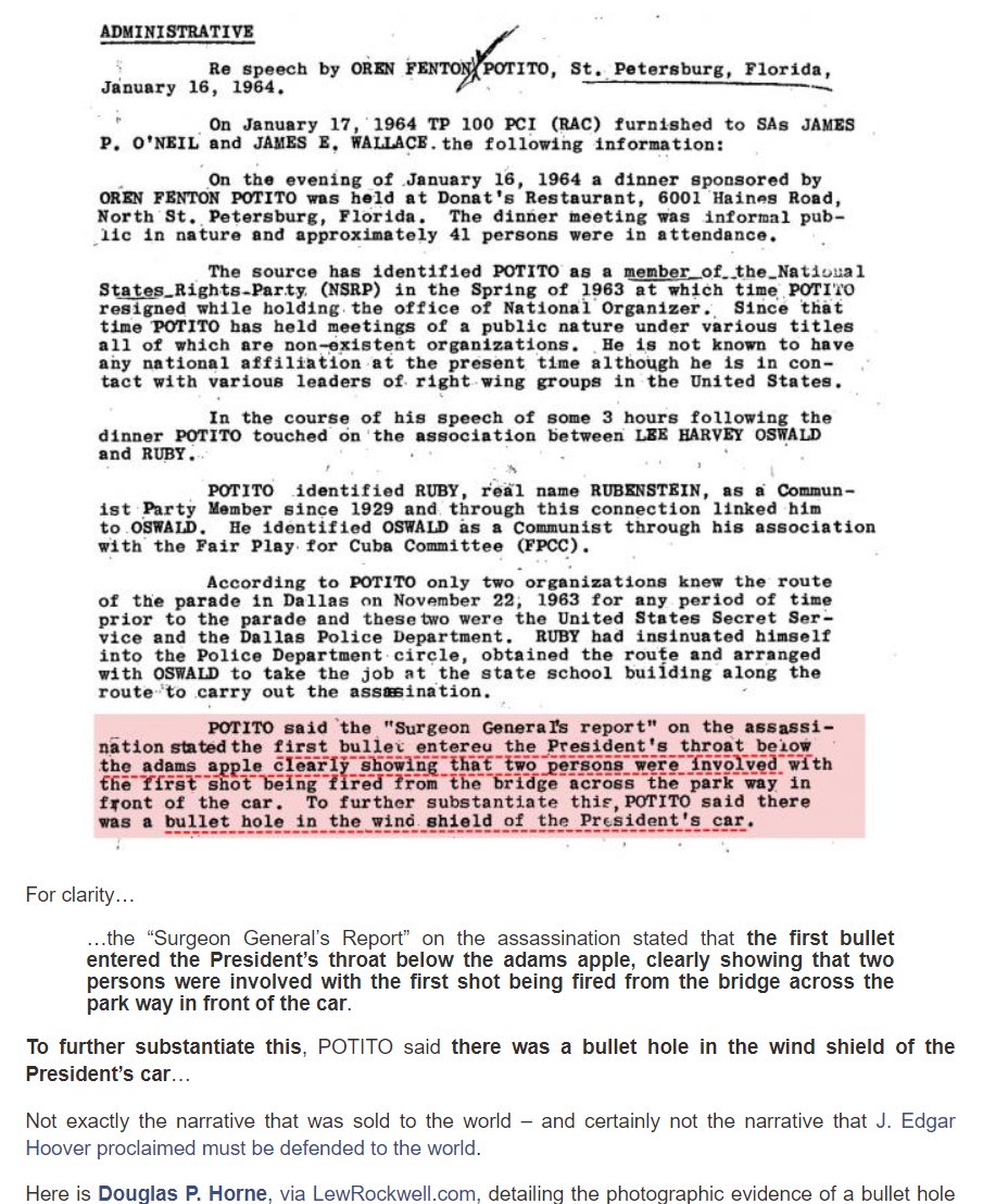 83) Those who were skeptical of the government narrative were vindicated after President Trump released documents regarding Kennedy's assassination.JFK was hit by two bullets from two different directions, confirming that two shooters were involved. https://www.globalresearch.ca/the-one-paragraph-you-need-to-read-from-the-jfk-assassination-files-that-may-change-everything/5615681