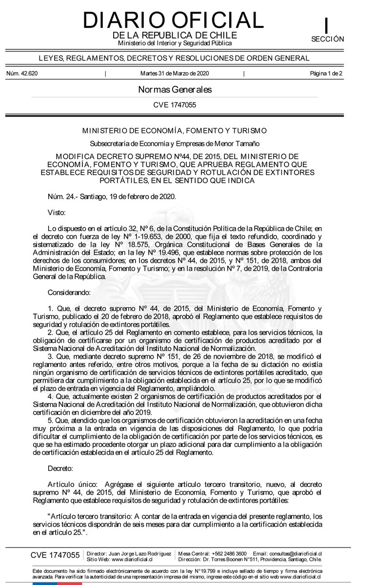 FireMasterChile's tweet photo. El pasado 31 de Marzo el @meconomia modificó el plazo para cumplir el D.S. N°44 para los Servicios Técnicos, un respiro importante para las pequeñas y medianas empresas de nuestro rubro para poder afrontar esta pandemia #extintores #ds44 #decreto44 https://t.co/SDdPJrHeCy