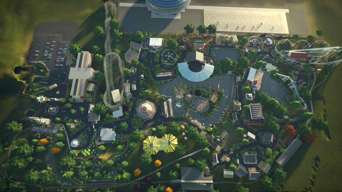 Libertyland's tweet photo. THREAD: Ready for a virtual trip down memory lane?! Stephen LeBlanc, son of iconic pedal steel player Leo LeBlanc, recreated Libertyland using the @PlanetCoaster theme park simulator. 1/6 https://t.co/1zq3y9Chg3