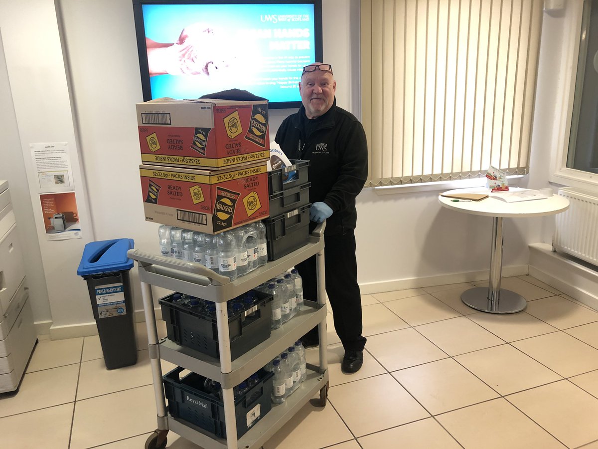 We hope those still in-house with us <a href="/UWSResidences/">UWS Residence Team</a> enjoyed their little treats delivered to them today! Just a little way we can let you all know that we care during these difficult times! 💙🍫 #uwsreslife #reslife <a href="/UniWestScotland/">UWS</a>