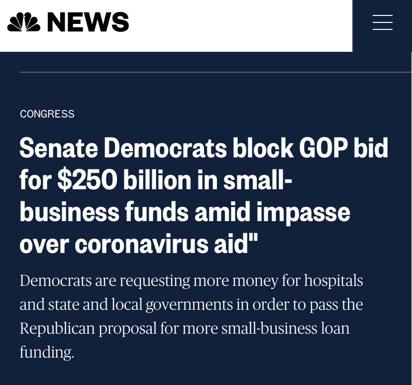  @NBCNews changed their headline to protect the Democrats.They don’t want you to know that Democrats are using workers losing their paychecks as leverage.