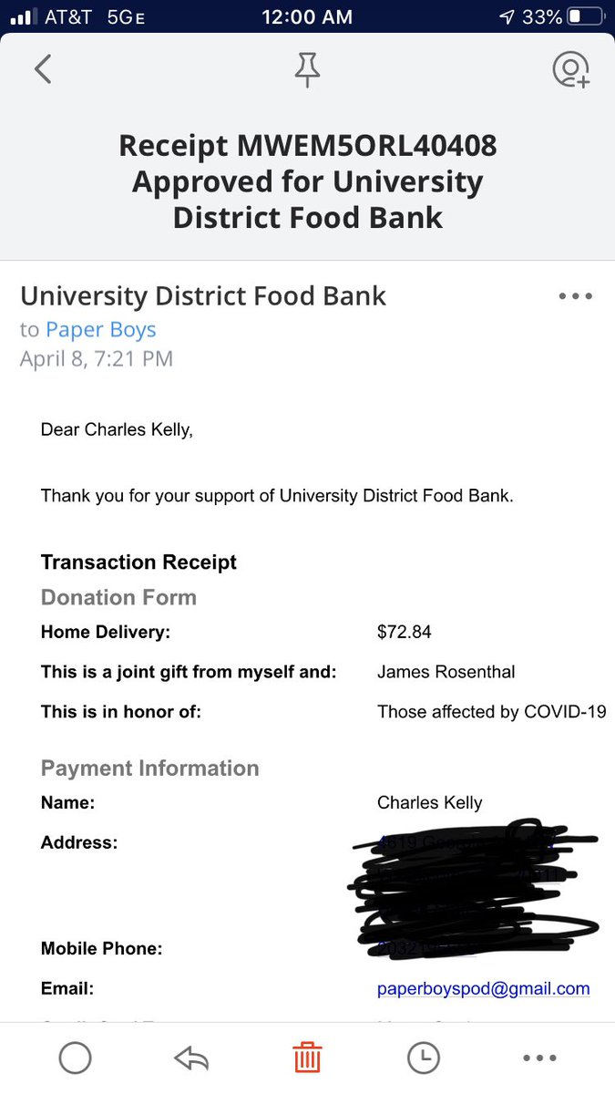 Donated this month’s #patreon proceeds to the U District Food Bank to aid grocery delivery in our <a href="/UW/">University of Washington</a> neighborhood. Thank you to our patrons who made this possible!