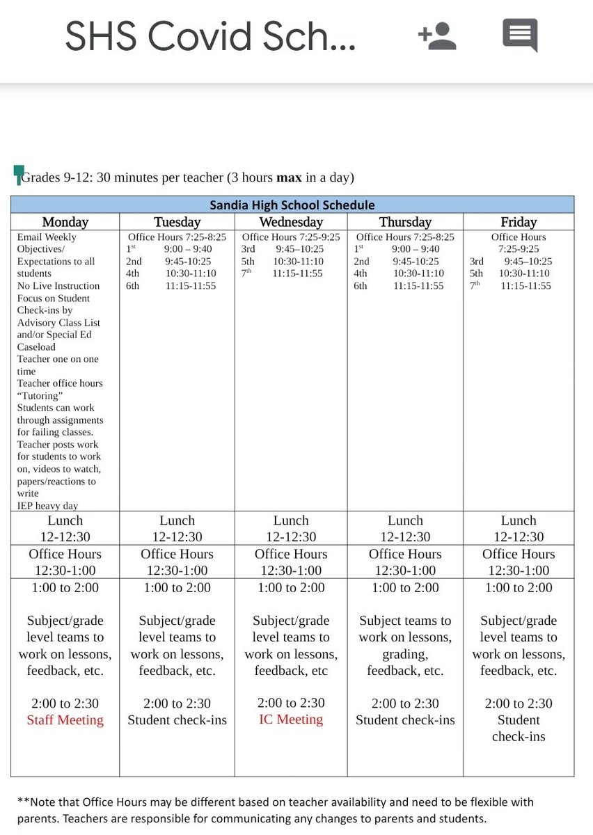 MrsGonzales_SHS's tweet photo. Here we go, Matadors! Here's our daily schedule for the remainder of the school year.  Check your email, StudentVue, and Remind notifications regularly! Teachers will share more information relative to their classes. @SHSdanza @MsChavez_SHS @AD_Weems https://t.co/Ypo9K2zU2A