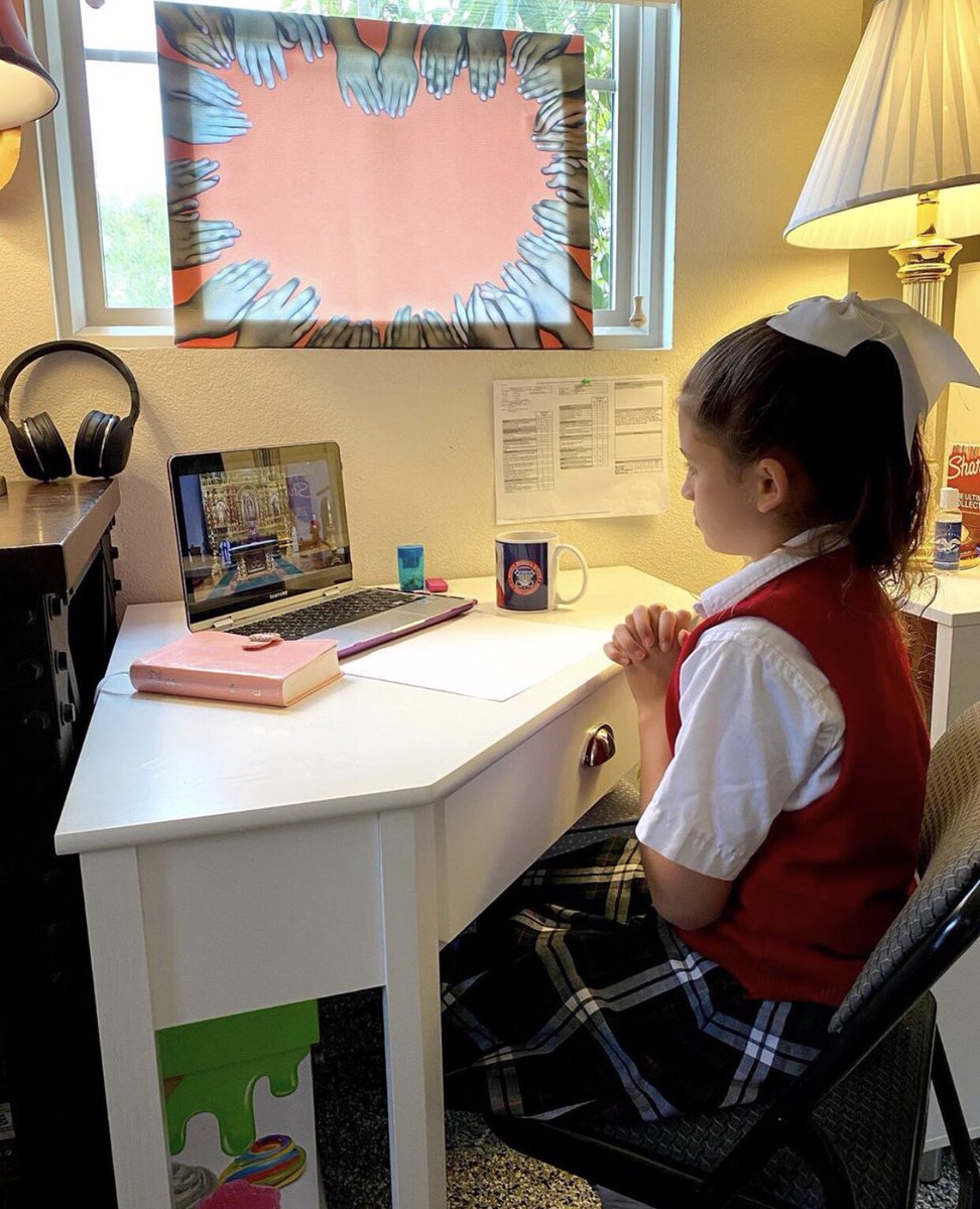 CatholicEdOC's tweet photo. Congratulations to Raegan from Mission Basilica School! You have won the “best picture” contest &amp; a $500 tuition credit! 📸 This photo embodies Christ-centered academic excellence in a distant learning environment. 😀✝️🙏 @SCaseyE @MBSSJC @OrangeDiocese #OCCatholic #CatholicEdOC https://t.co/heSCi1I9BV